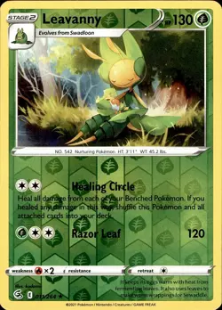 POKEMON LEAVANNY 011 FUSION STRIKE 264 RARE REVERSE HOLO LP - Image 1