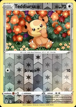 POKEMON TEDDIURSA 126 EVOLVING SKIES 203 COMMON REVERSE HOLO LP - Image 1