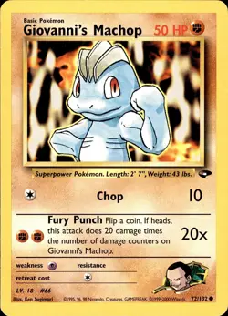 POKEMON GIOVANNI'S MACHOP 72 GYM CHALLENGE 132 COMMON UNLIMITED MP - Image 1