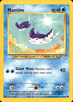 POKEMON MANTINE 74 NEO DESTINY 105 COMMON UNLIMITED MP - Image 1