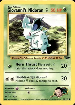 POKEMON GIOVANNI'S NIDORAN F 75 GYM CHALLENGE 132 COMMON UNLIMITED MP - Image 1