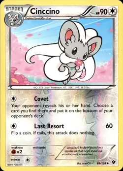 POKEMON CINCCINO 88 FATES COLLIDE 124 UNCOMMON REVERSE HOLO LP - Image 1