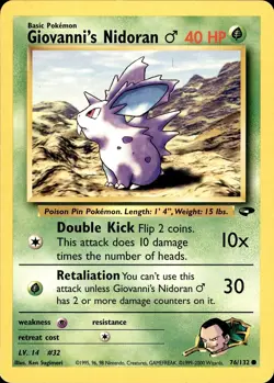 POKEMON GIOVANNI'S NIDORAN M 76 GYM CHALLENGE 132 COMMON UNLIMITED MP - Image 1