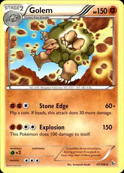 POKEMON GOLEM 47 FLASHFIRE 106 RARE LP - Image 1