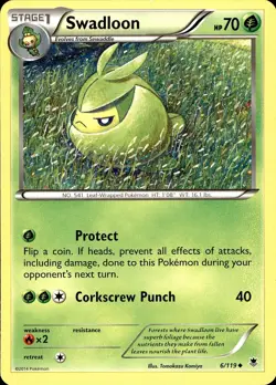 POKEMON SWADLOON 6 PHANTOM FORCES 119 UNCOMMON LP - Image 1