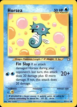 POKEMON HORSEA 62 NEO GENESIS 111 COMMON UNLIMITED LP - Image 1