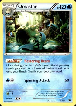 POKEMON OMASTAR 18 FATES COLLIDE 124 RARE LP - Image 1