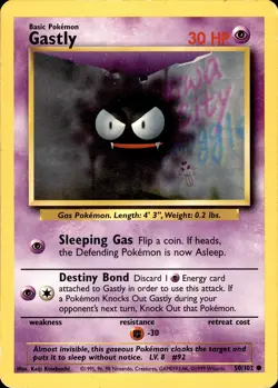 POKEMON GASTLY 50 BASE SET UNLIMITED 102 COMMON LP - Image 1