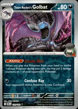 POKEMON TEAM ROCKET'S GOLBAT 121 DESTINED RIVALS 182 UNCOMMON REVERSE HOLO LP - Image 1