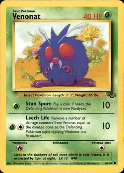 POKEMON VENONAT 63 JUNGLE 64 COMMON UNLIMITED LP - Image 1