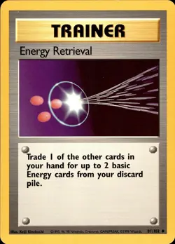 POKEMON ENERGY RETRIEVAL 81 BASE SET UNLIMITED 102 UNCOMMON LP - Image 1