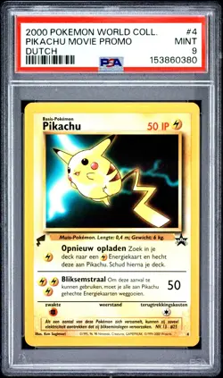 2000 POKEMON PIKACHU WORLD COLLECTION DUTCH #4 PIKACHU MOVIE PROMO PSA 9 - Image 1