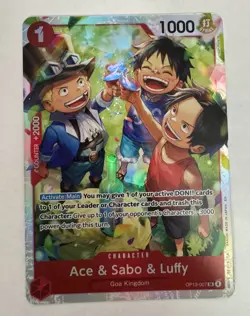 Ace & Sabo & Luffy OP13-007 SR Holo One Piece English NM - Image 1