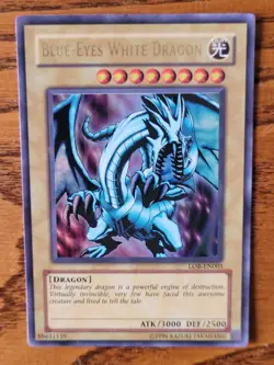 Blue-Eyes White Dragon - Ultra Rare Yugioh Card - LOB-EN001 - LP / HP - Image 1