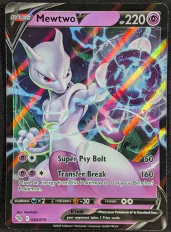 Mewtwo V 2022 Full Art Ultra Rare Pokemon GO Card 030/078 (NM) - Image 1