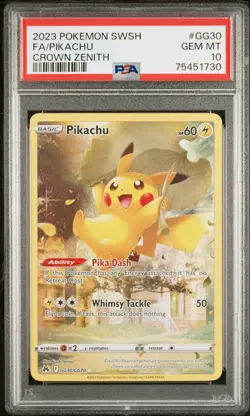 2023 Pokemon Crown Zenith Galarian Gallery Pikachu GG30/GG70 PSA 10 Holo - Image 1