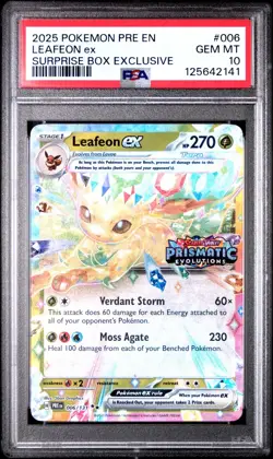2025 Pokemon Prismatic Evolutions Leafeon ex Stamped 006/131 PSA 10 - Image 1