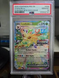 2025 Pokemon Prismatic Evolutions Leafeon ex Stamped 006/131 PSA 10 - Image 3