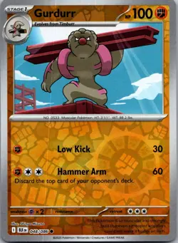 Gurdurr 048/086 Common Black Bolt Pokemon Reverse Holo Near Mint - Image 1