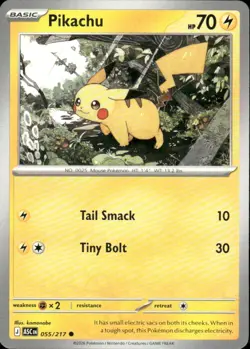 PIKACHU 055/217 ASCENDED HEROES COMMON POKEMON - Image 1