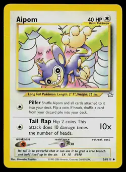 Pokemon Card Neo Genesis Aipom 26/111 Uncommon - Image 1