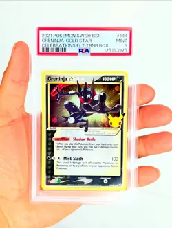Greninja Gold Star SWSH144 Celebrations ETB Promo Pokemon Card PSA 9 Mint - Image 1