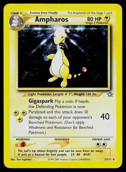 Pokemon Card Neo Genesis Ampharos 1/111 Unlimited Holo Rare - Image 1