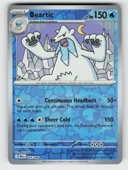 Beartic 026/086 Holo Black Bolt R Reverse Holo NM/M Pokemon - Image 1