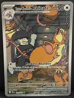Team Rocket's Raticate 202/182 Illustration Rare Destined Rivals Pokemon Holo NM - Image 1