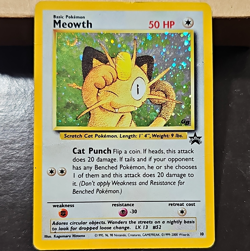 Pokemon TCG Meowth 10/53 Wotc Promo Holo EN 2000 50 HP Basic Holo Swirl - Image 1