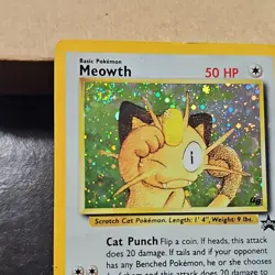 Pokemon TCG Meowth 10/53 Wotc Promo Holo EN 2000 50 HP Basic Holo Swirl - Image 2