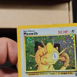 Pokemon TCG Meowth 10/53 Wotc Promo Holo EN 2000 50 HP Basic Holo Swirl - Image 4