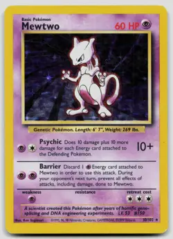 Mewtwo 10/102 Base Set Unlimited Holo Pokemon MP - Image 1