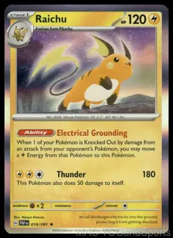 Raichu 019/091 Holo Paldean Fates Pokemon TCG NM - Image 1