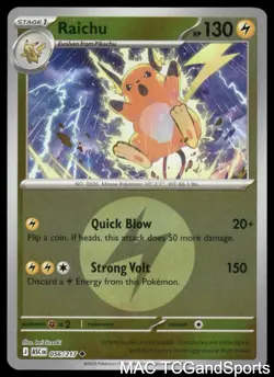 Raichu (Energy Symbol) 056/217 Reverse Holo Ascended Heroes Pokemon TCG NM - Image 1