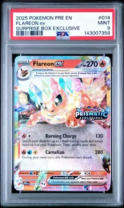 Flareon EX 014/131 PSA 9 Prismatic Evolutions surprise box exclusive Pokemon TCG - Image 1