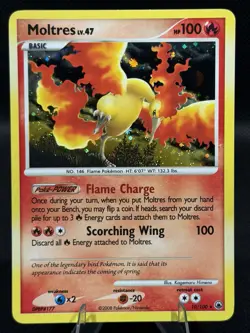 Pokemon TCG Moltres 10/100 Majestic Dawn Holo Rare ENG **Holo Bleed** - Image 1
