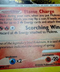 Pokemon TCG Moltres 10/100 Majestic Dawn Holo Rare ENG **Holo Bleed** - Image 5