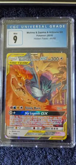 Pokemon Moltres Zapdos Articuno GX Hidden Fates 44/68 cgc 9 - Image 1
