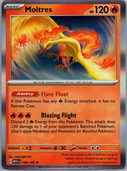 Moltres 146/165 Rare 151 Pokemon Holo Near Mint - Image 1