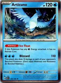 Articuno 144/165 Rare 151 Pokemon Holo Near Mint - Image 1