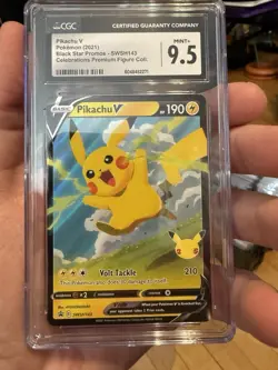 Pikachu V SWSH143 SWSH: Sword & Shield Promo Cards Holo CGC 9.5 - Image 1