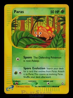 Pokemon Card Paras 99/147 Aquapolis Reverse Holo WOTC Vintage Common LP 2003 - Image 1