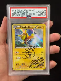 Yoshinobu Saito Signed Pokemon 2016 Pikachu Libre #30 PSA Auto 10 Sketch - Image 1