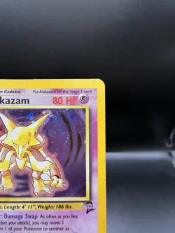 Alakazam 1/130 Pokemon Base Set 2 Holo Rare 🌀Swirl🌀 DMG - Image 3