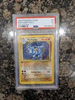 1999 Pokemon TCG Machamp Base Set 8/102 Holo 1st Edition PSA 5 Pokemon - Image 1