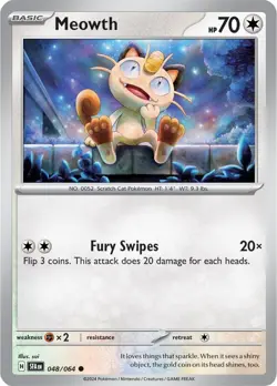 Meowth #048/064 Sv Shrouded Fable Common Reverse Holo Pokemon TCG NM - Image 1