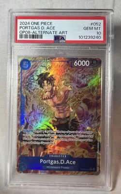 Portgas D. Ace Alt Art Parallel OP08-052 Two Legends Foil PSA 10 ENG 2024 - Image 2