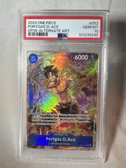 Portgas D. Ace Alt Art Parallel OP08-052 Two Legends Foil PSA 10 ENG 2024 - Image 5