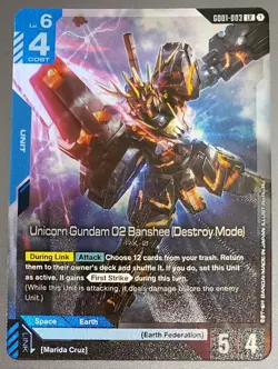 Gundam TCG Card Game - Unicorn Gundam 02 Banshee (Destroy Mode) GD01-003 LR NM - Image 1